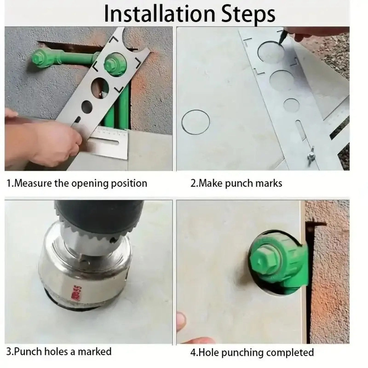 Stainless Steel Tile Drilling Locator Tool, Precision Durable Adjustable Hand-Held Positioning Jig