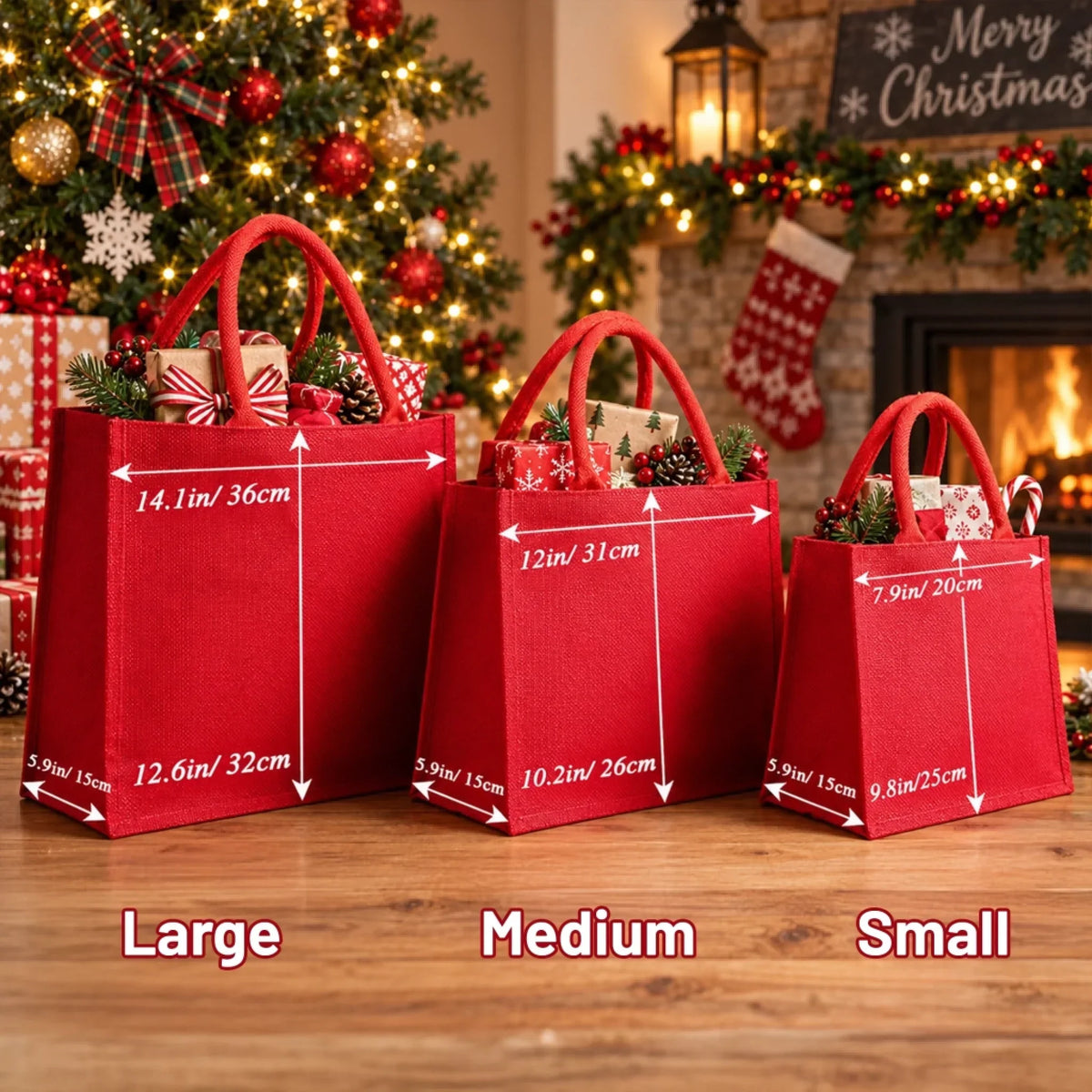 Custom Burlap Tote Bag - Personalized Christmas Birthday Gifts For Mom, Dad, Brother, Sister - Joyfully Gathered This Season