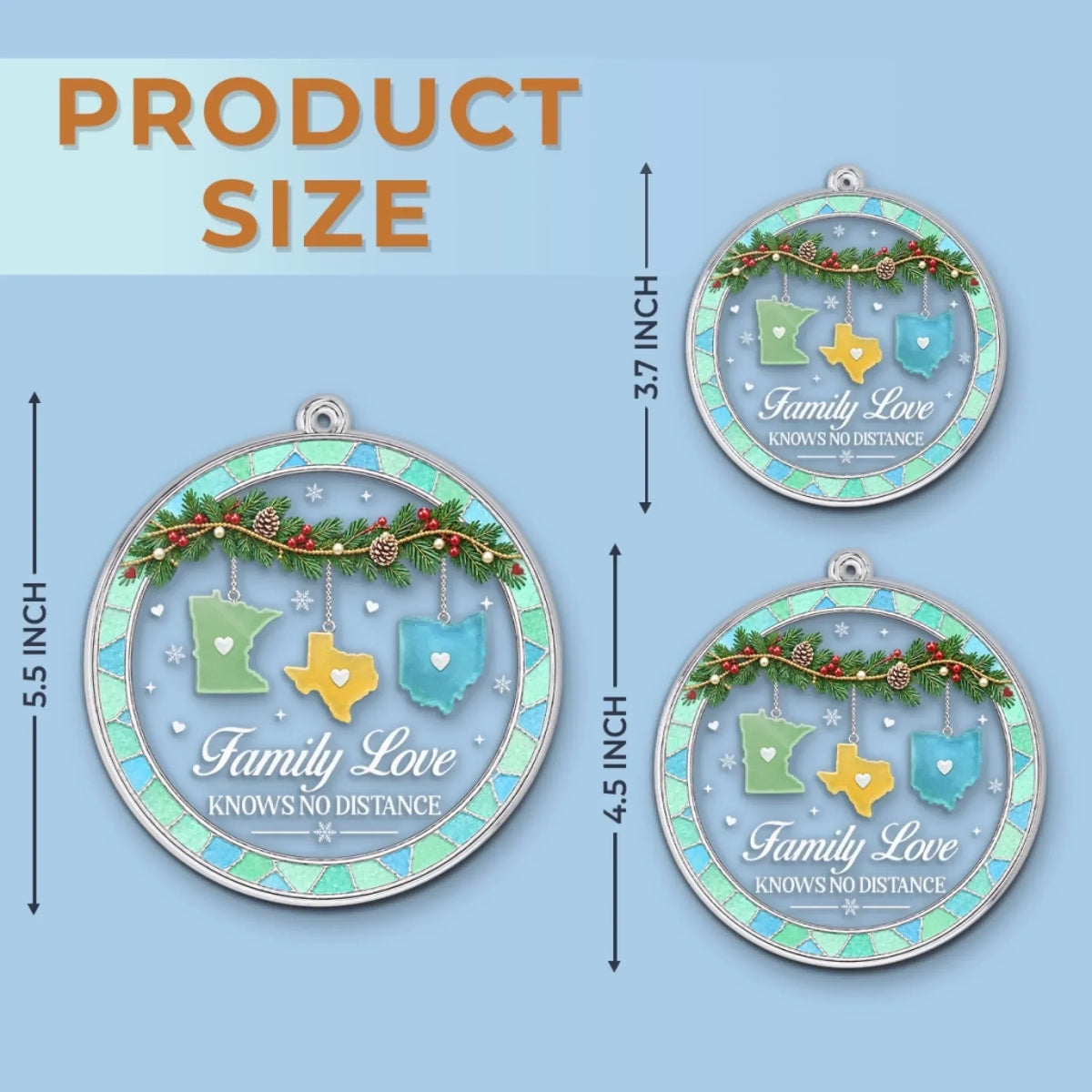Custom Long Distance Acrylic Ornament - Personalized Christmas Birthday Gifts For Mom, Dad, Brother, Sister - Love Connects Us Every Day