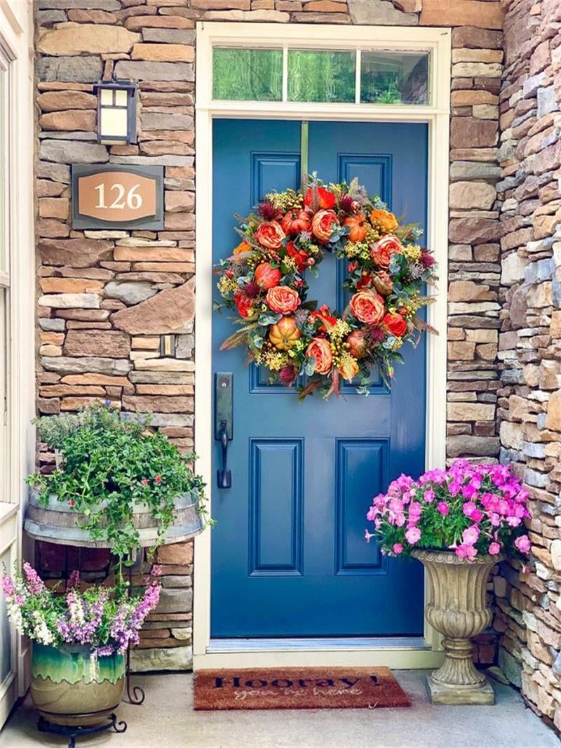 🍂 LAST DAY — 49% OFF FALL SALE! 💖 Handmade Fall Peony And Pumpkin Wreath - Year Round Wreath