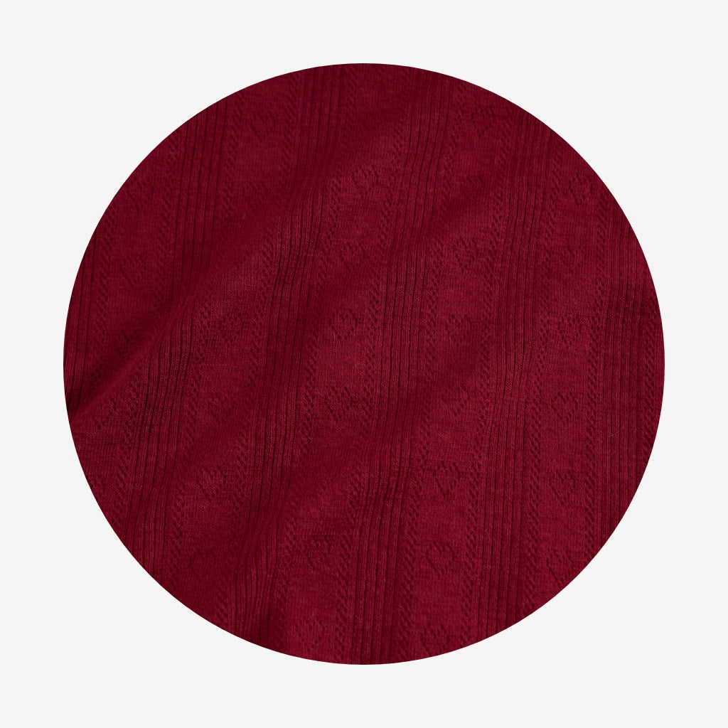 Burgundy Pointelle Lettuce Edge Bodysuit