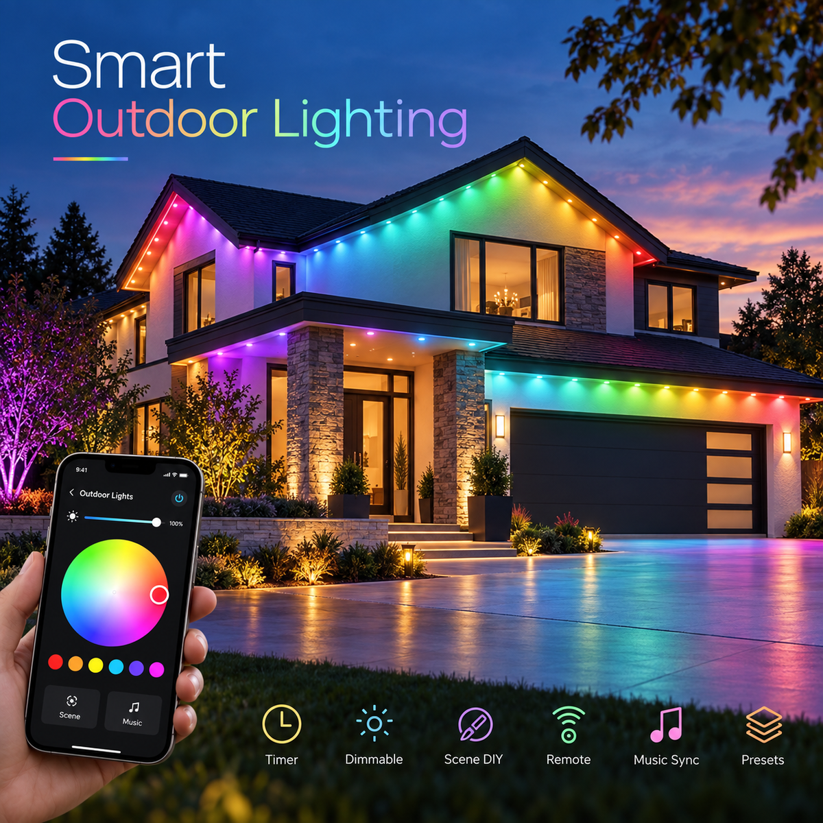 🎅Early Christmas 49% OFF - Smart Rainbow LED Permanent Outdoor Light - Smartlight 🎁🎄