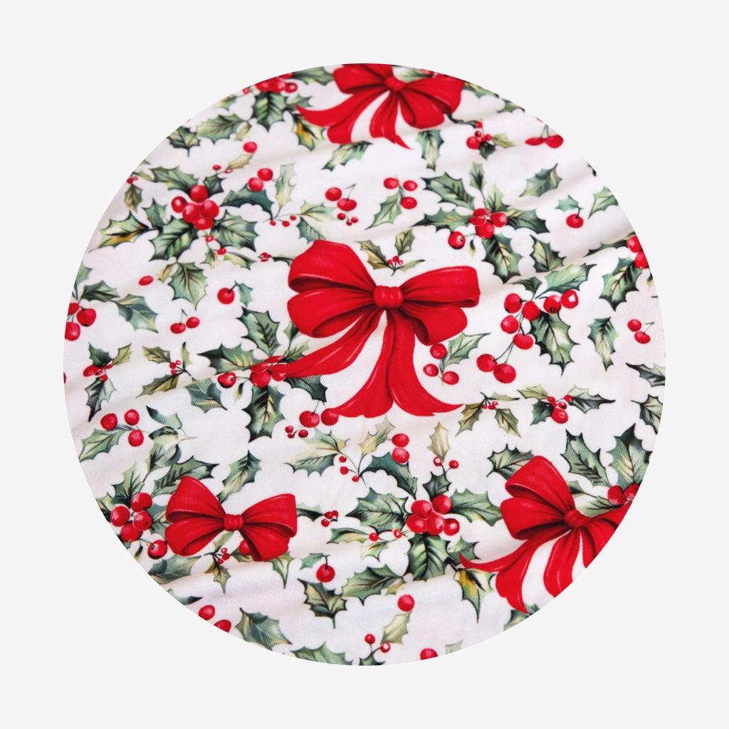 Happy Holly-days Luxe Picot Edge Bow Headwrap