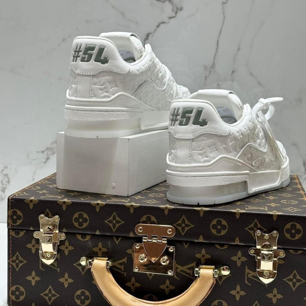 Louis Vuitton LV Trainer Sneaker Triple White Monogram Embossed Edition