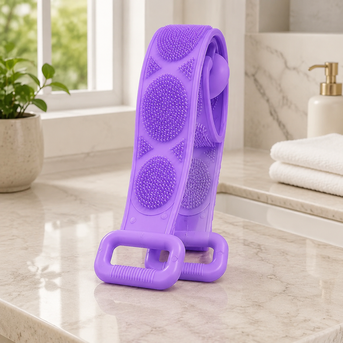 🛁 Limited-Time 49% OFF 💦 Silicone Bath Brush Double-Sided Exfoliating Back Scrubber