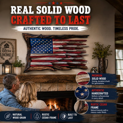 🎨🇺🇸 Handcrafted Wooden American Flag Wall Decor