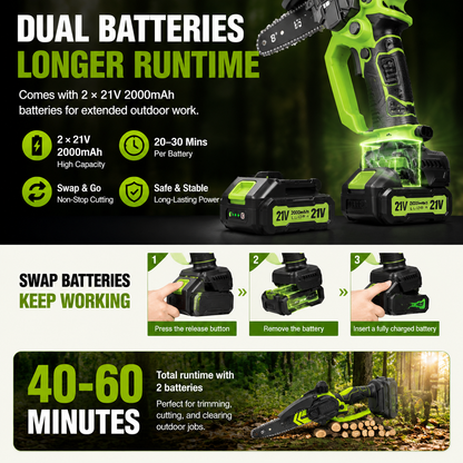 Mini Chainsaw 🔋 8-Inch Portable Electric Chainsaw for Tree Trimming