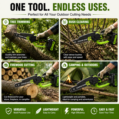 Mini Chainsaw 🔋 8-Inch Portable Electric Chainsaw for Tree Trimming