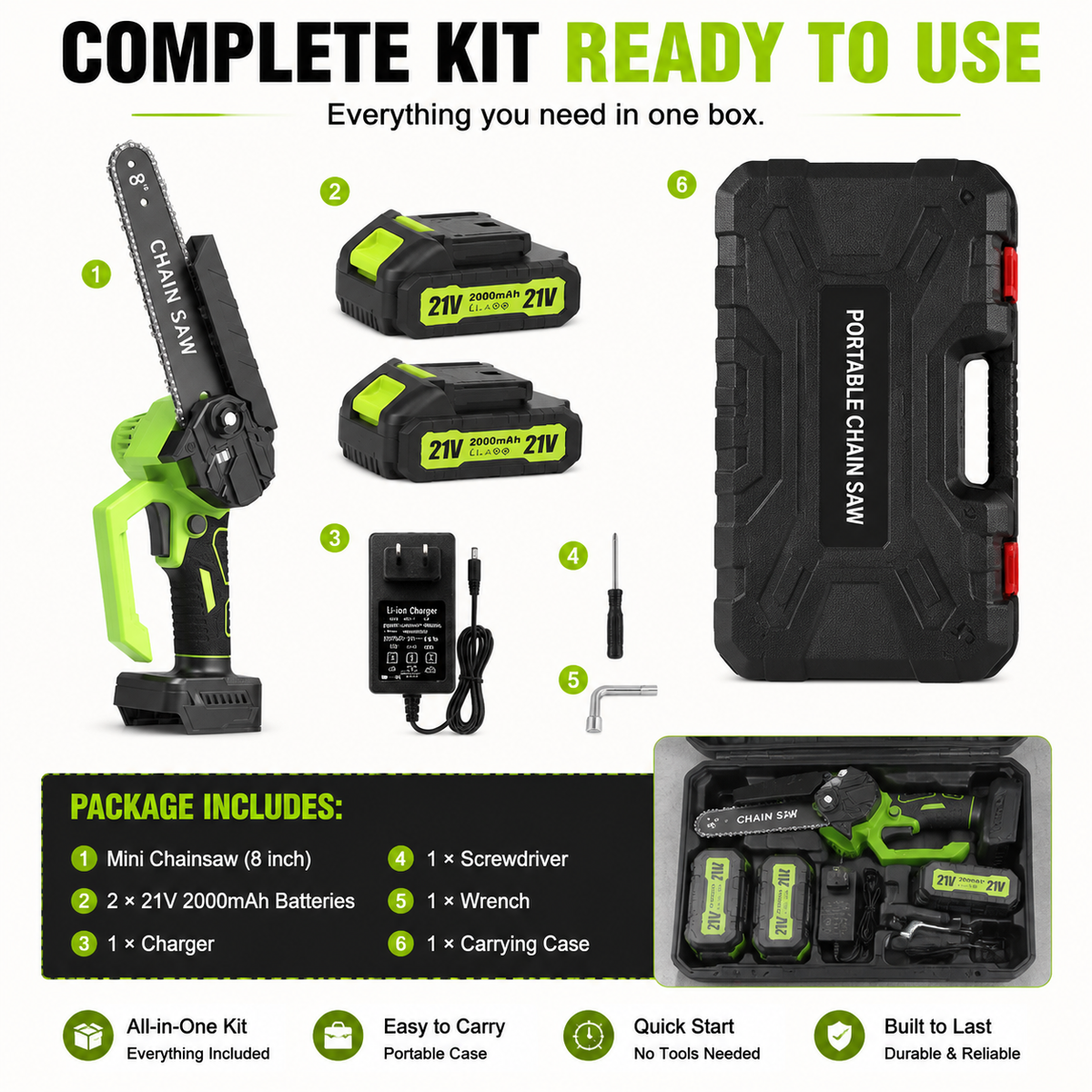 Mini Chainsaw 🔋 8-Inch Portable Electric Chainsaw for Tree Trimming