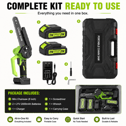 Mini Chainsaw 🔋 8-Inch Portable Electric Chainsaw for Tree Trimming