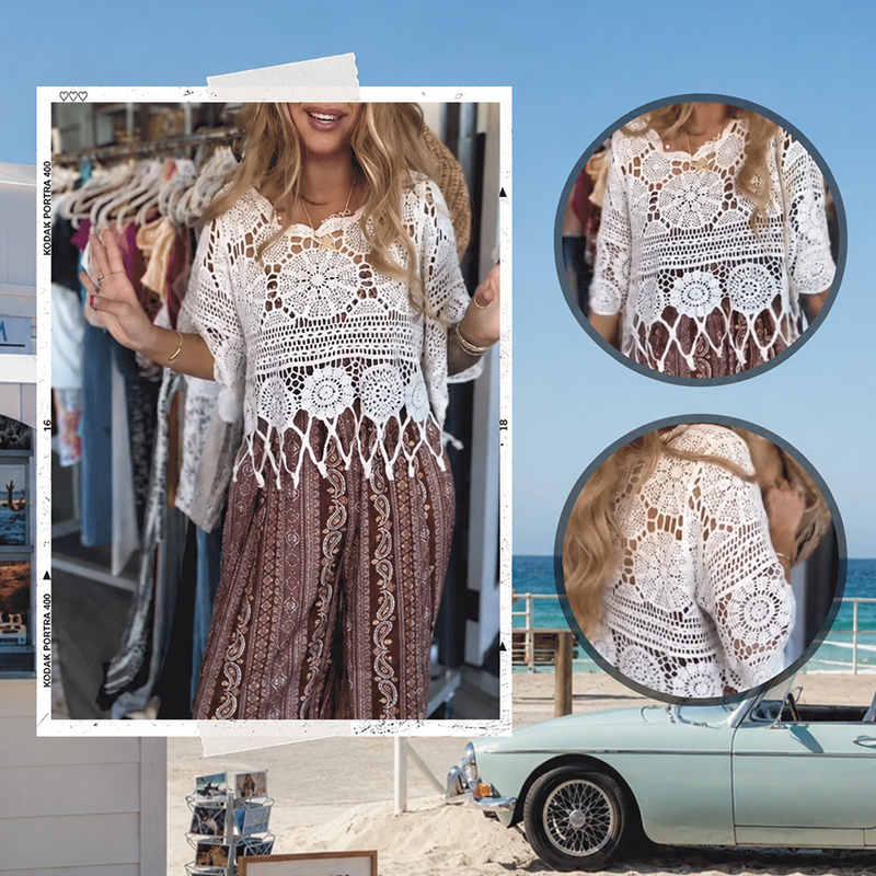 Crochet Hollow Out Tassel Cover Up