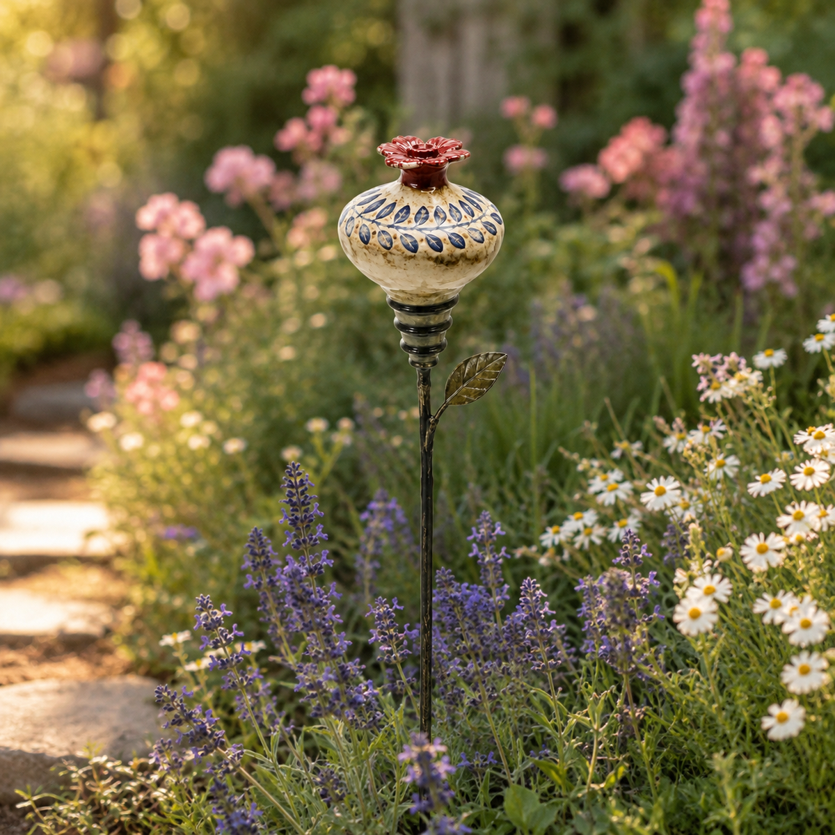 🏡Retro hummingbird feeder garden pole