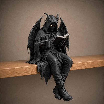 Gothic Hooded Book Guardian Figurine – Dark Fantasy Bookshelf Decor