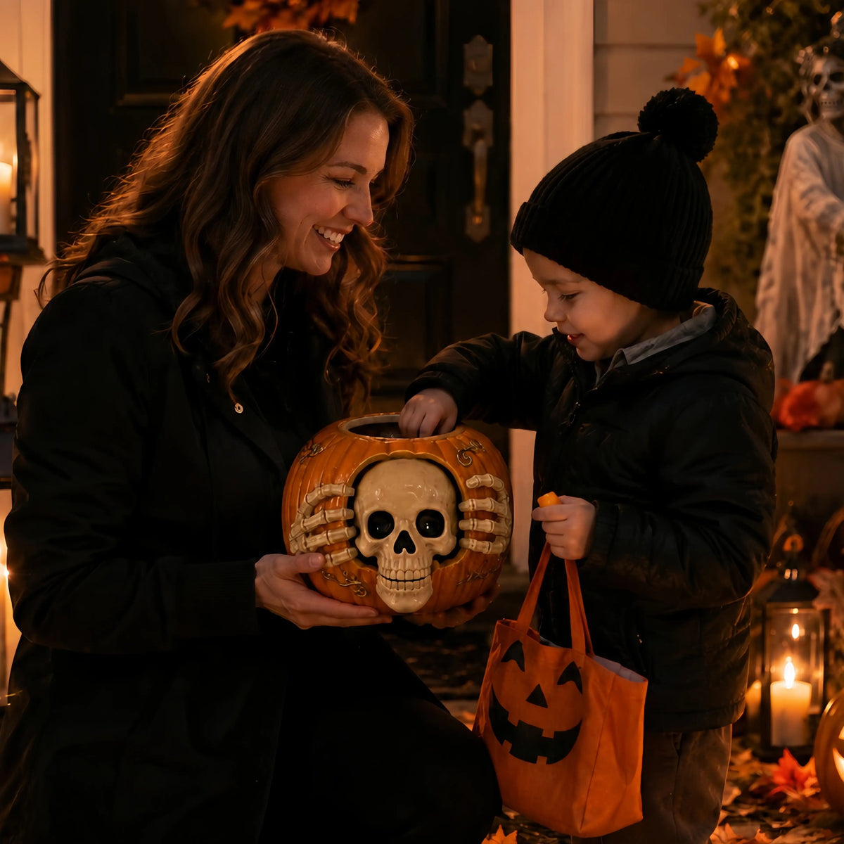 Trick-or-Treat | Skull Pumpkin Candy Jar