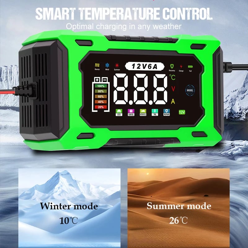⏳Time-Limited Special⏰12V 6A Smart Car Battery Charger – Pulse Repair Technology, Auto Maintain & Desulfation⚡