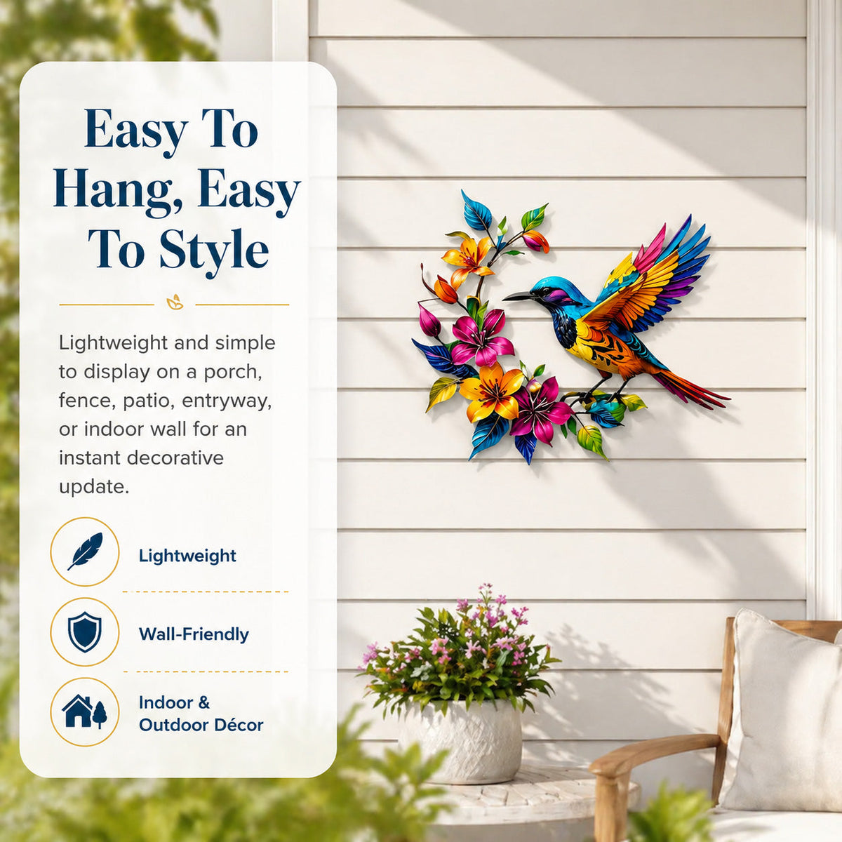 Hummingbird Bloom Metal Wall Art