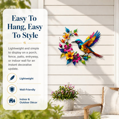 Hummingbird Bloom Metal Wall Art