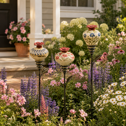 🏡Retro hummingbird feeder garden pole
