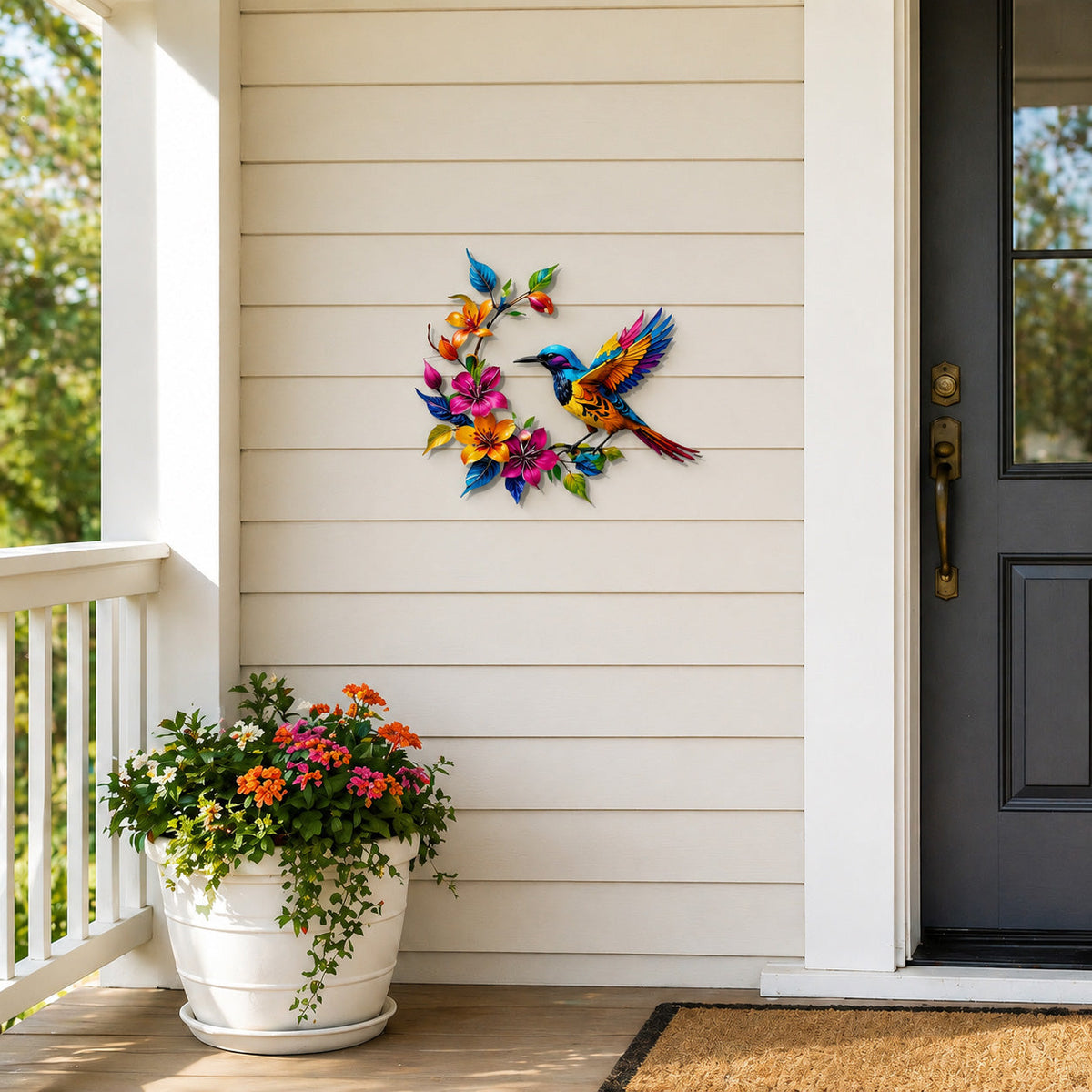Hummingbird Bloom Metal Wall Art
