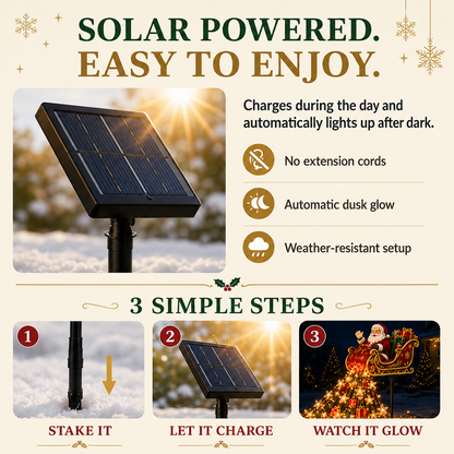 ✨🎅✨ 2026 New Santa’s Flying Sleigh Gift Cascade – Solar Christmas Garden Light