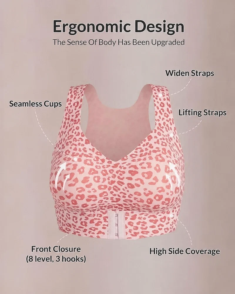 Front Closure Cross-Back Wireless Posture Bra