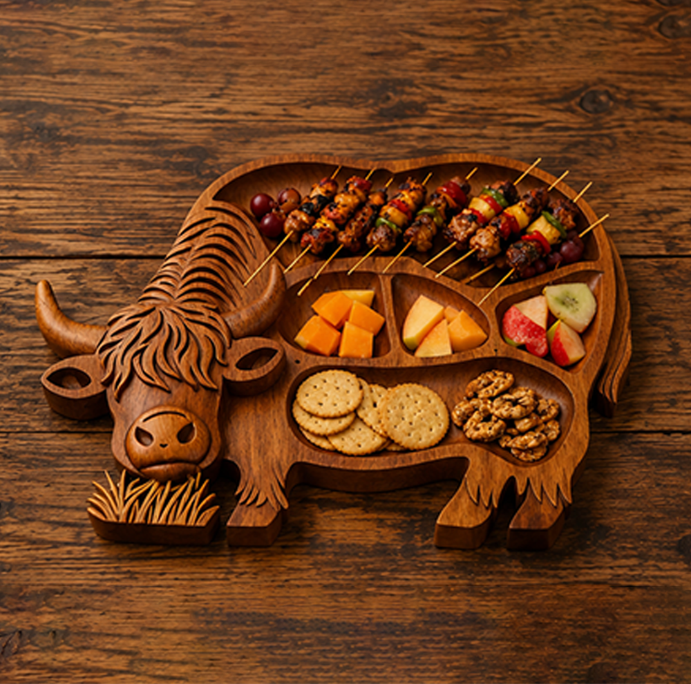 🔥🔥Rustic Cow-Shaped Charcuterie Board