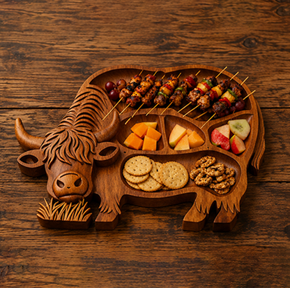 🔥🔥Rustic Cow-Shaped Charcuterie Board