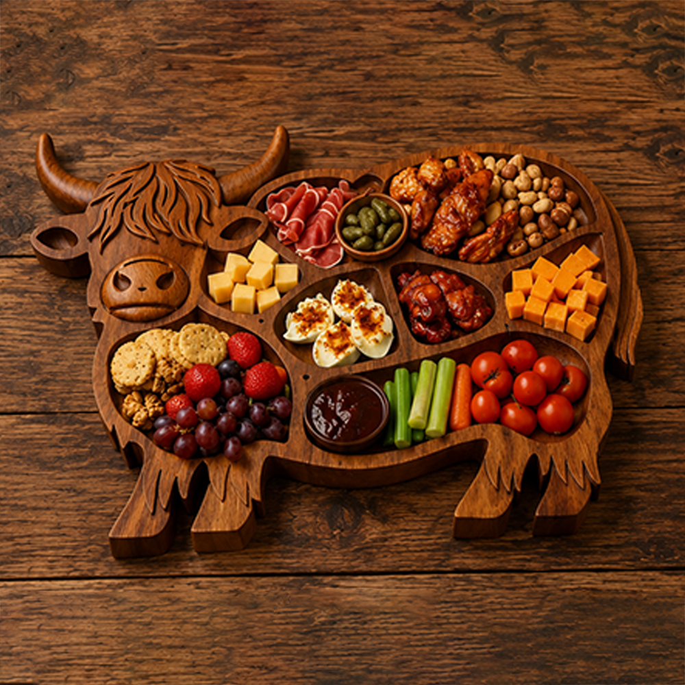 🔥🔥Rustic Cow-Shaped Charcuterie Board