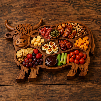 🔥🔥Rustic Cow-Shaped Charcuterie Board