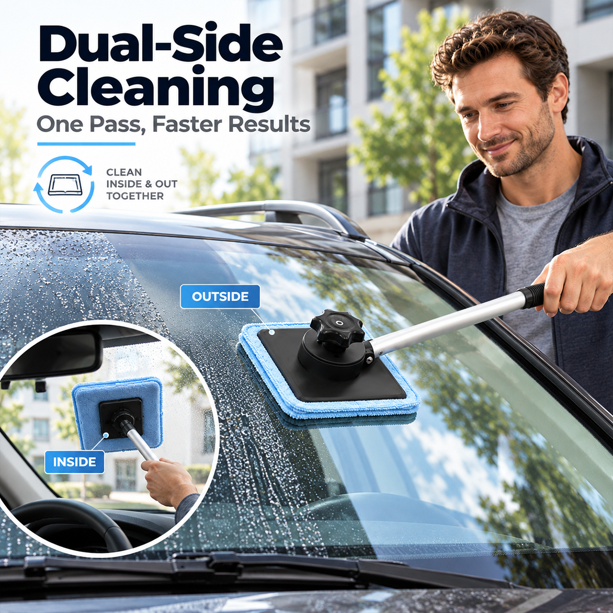 ✨ Dual-Sided Magnetic Windshield Cleaner – Clean Both Sides at Once🚗