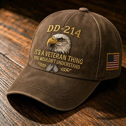 DD-214 Veteran 3D Embroidered Cap - "IT'S A VETERAN THING YOU WOULDN'T UNDERSTAND" 🎁 Free Honor Coin With Every Cap Purchase