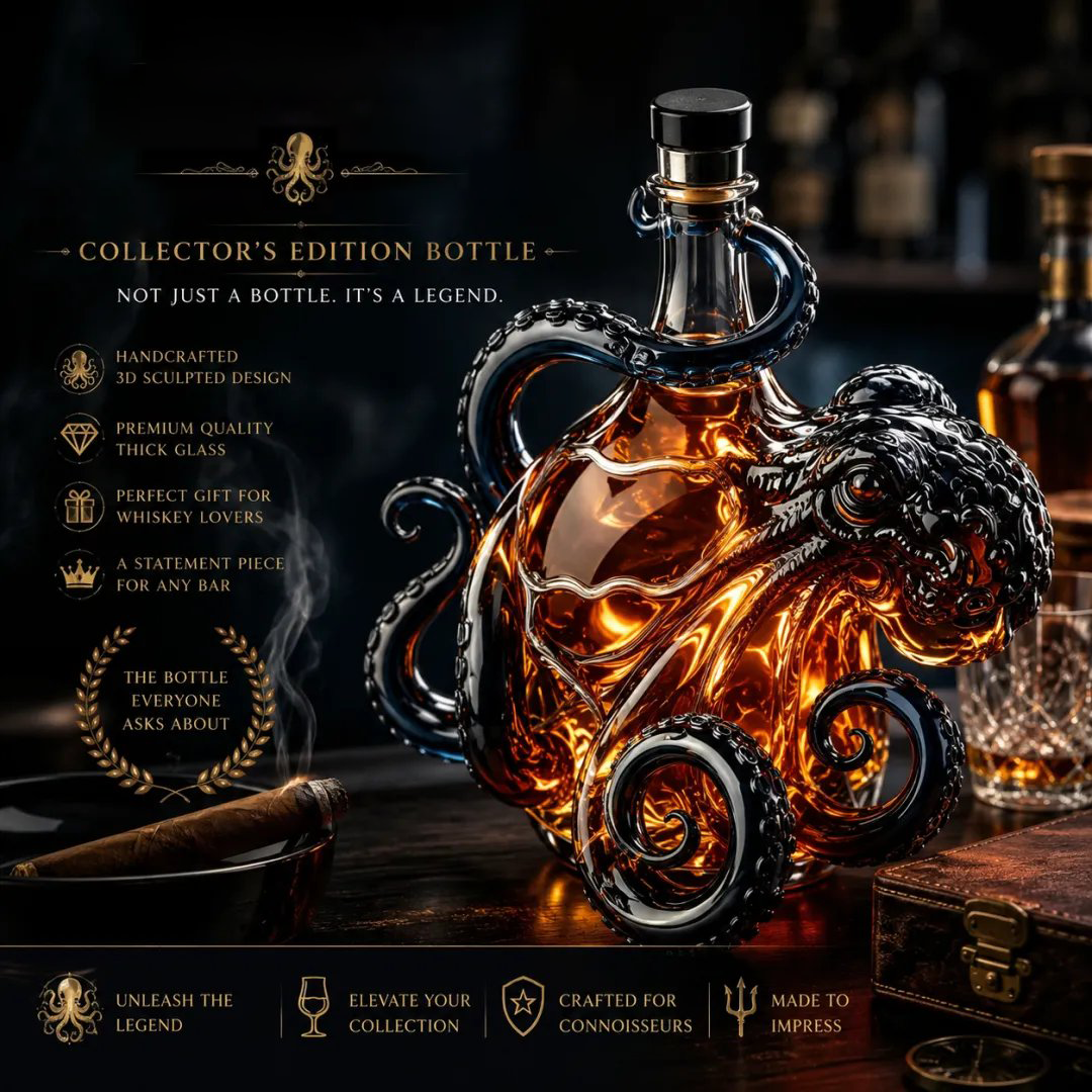 🎁 Hot sale 49% OFF - The Rum Edition 3D Octopus Bottle 🐙🥃