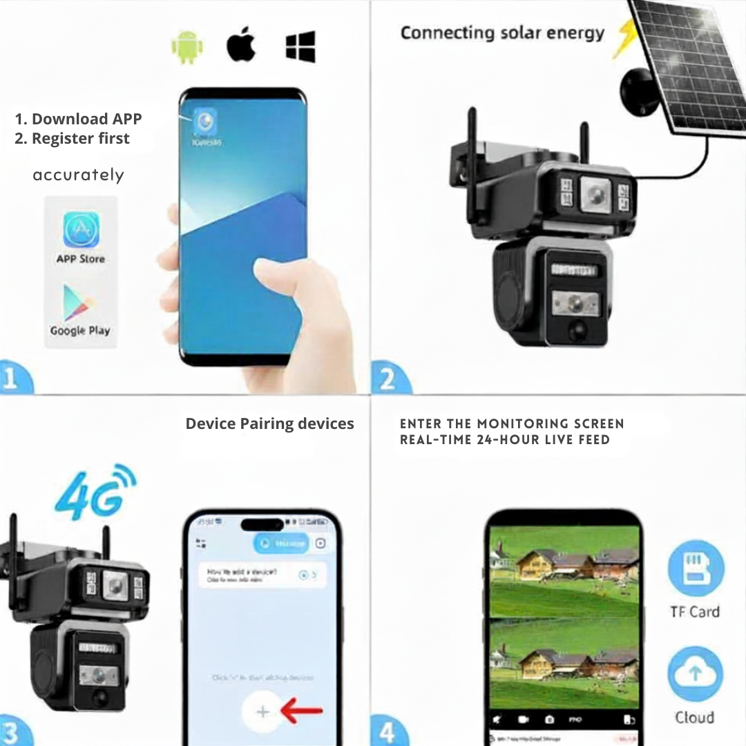 Solar-powered☀️ 360-degree🏡 WiFi📶 Security Camera👀