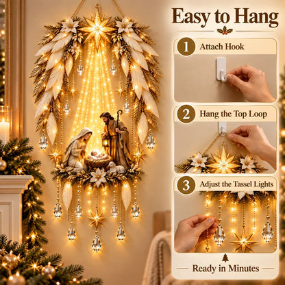 👼 3D Heavenly Angel Wings Nativity Light✨ – Lighted Christmas Wall Decor  ✈️