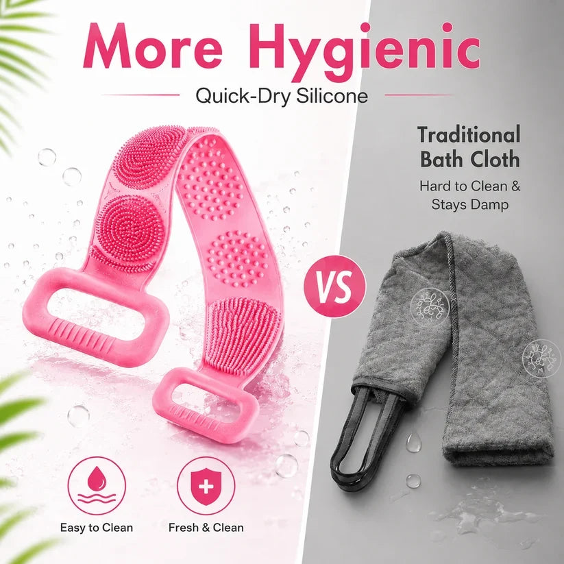 🛁 Limited-Time 49% OFF 💦 Silicone Bath Brush Double-Sided Exfoliating Back Scrubber