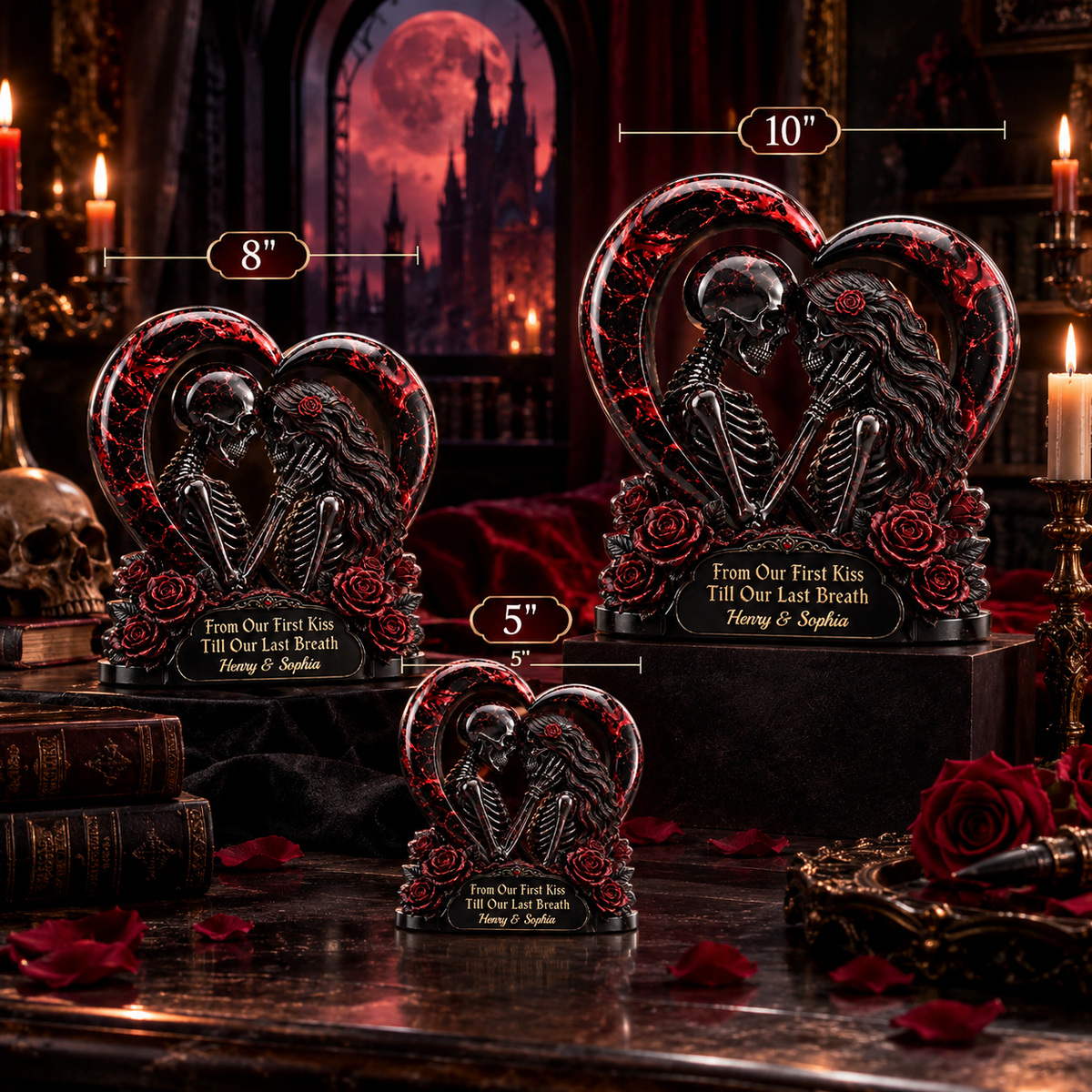 Custom Gothic Skeleton Acrylic Plaque - Personalized Halloween Decor, Anniversary Wedding Gifts For Husband And Wife, Him And Her - Unconditional Dark Love