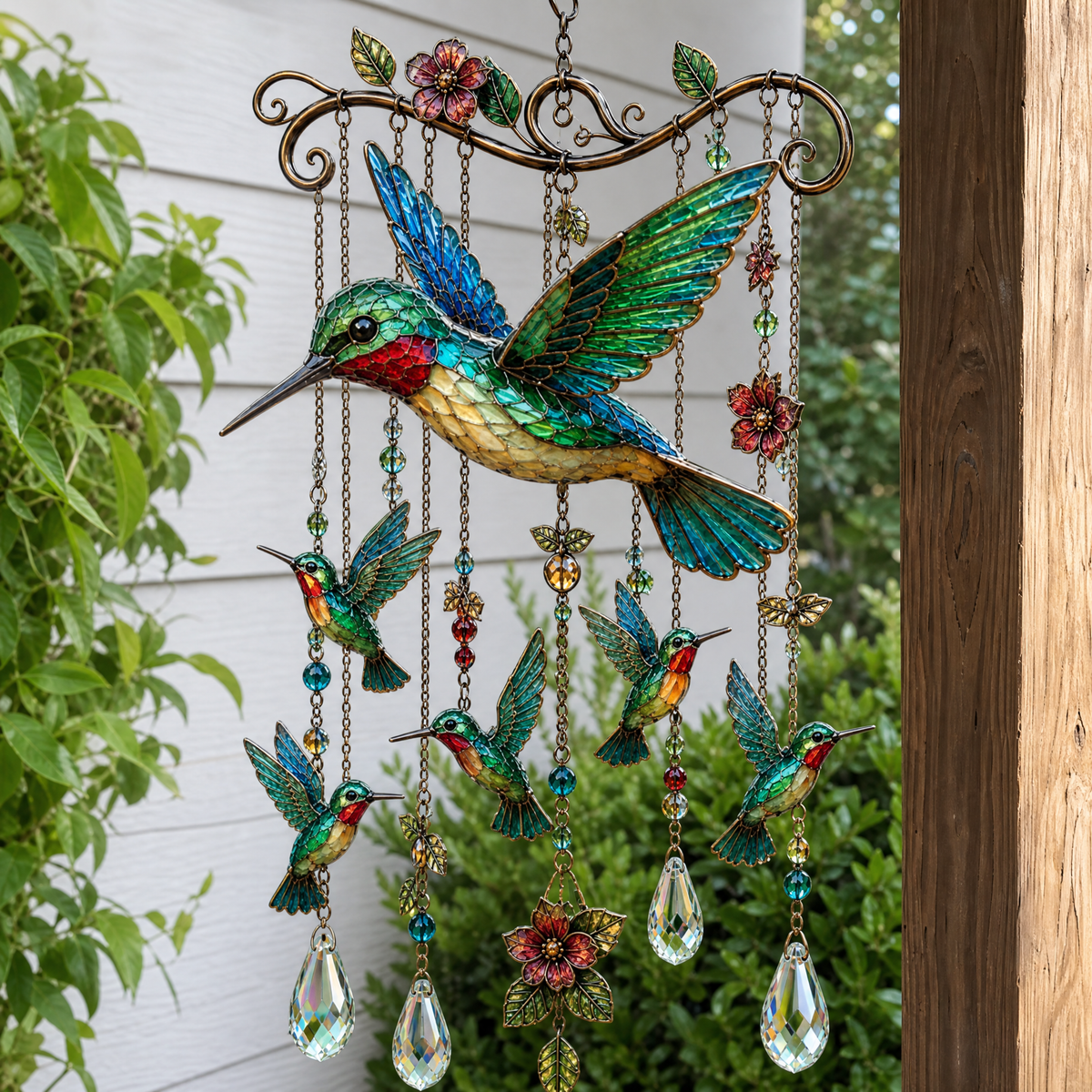 Graceful Hummingbird Crystal Wind Chime – Outdoor Garden Decor for Bird Lovers