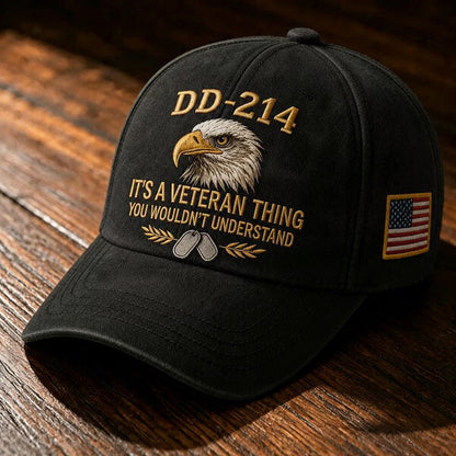 DD-214 Veteran 3D Embroidered Cap - "IT'S A VETERAN THING YOU WOULDN'T UNDERSTAND" 🎁 Free Honor Coin With Every Cap Purchase