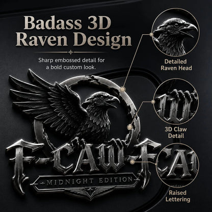 🦅 F-CAW-F Midnight Edition Metal Emblem - Premium Raven Badge For Drivers With Attitude