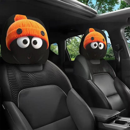 Funny Cartoon Car Headrest Covers – 2PCS Universal Fit