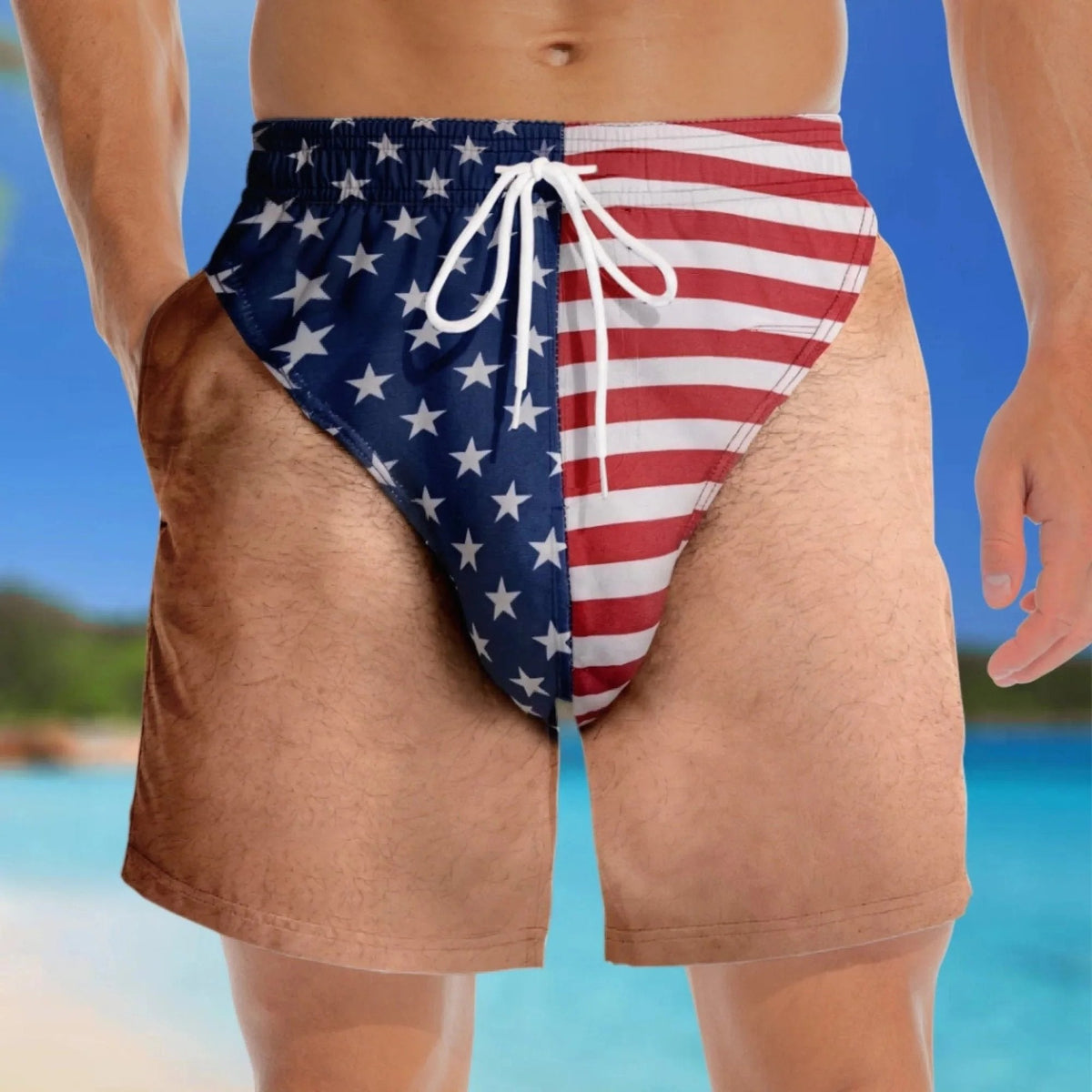 US Funny Patriotic Men’s Swim Trunks – Freedom & Chill Summer Beach Shorts 🏖️😎