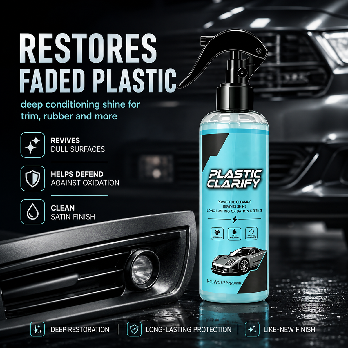 Car Plastic Trim Restorer Spray for Faded Surfaces🔥