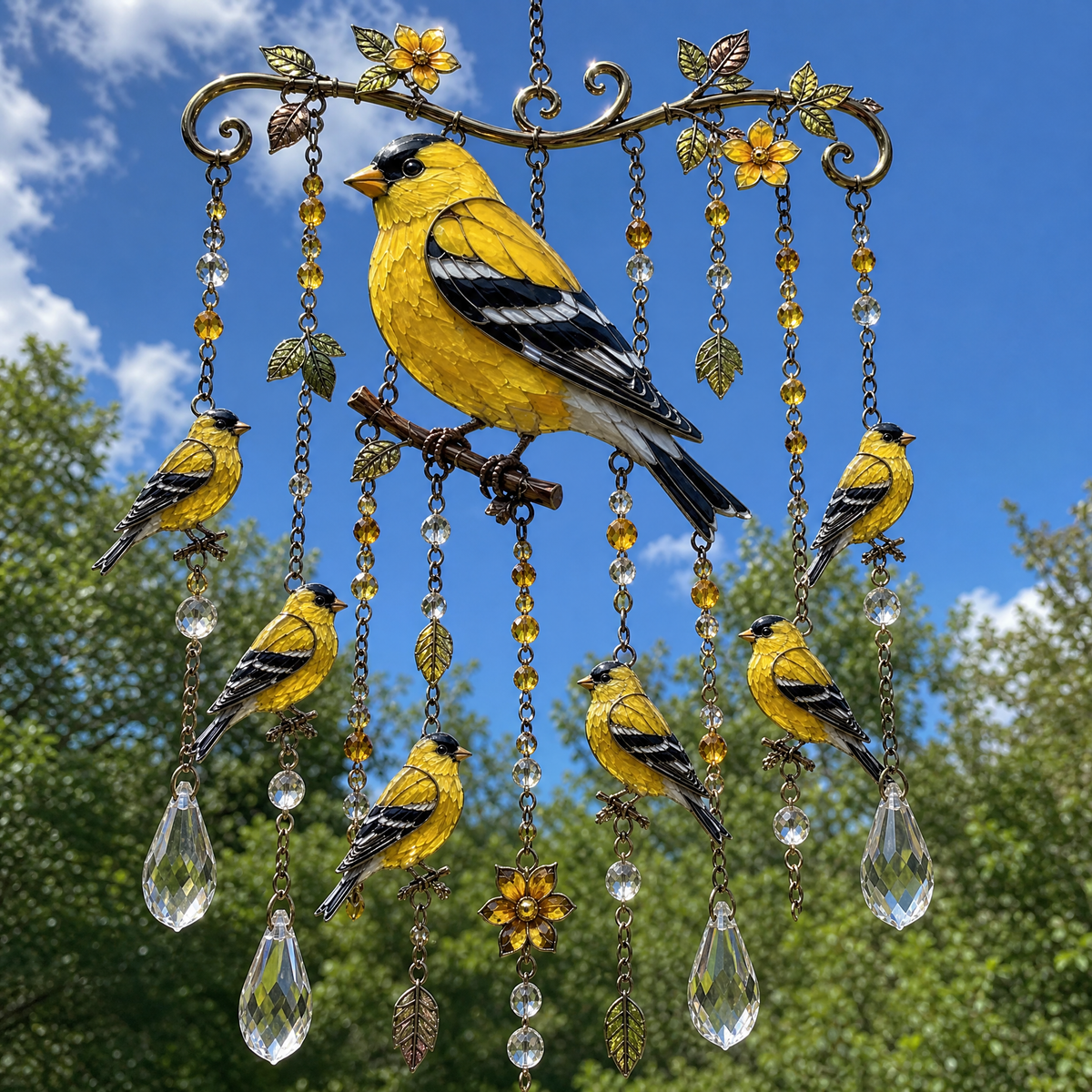 Graceful Hummingbird Crystal Wind Chime – Outdoor Garden Decor for Bird Lovers