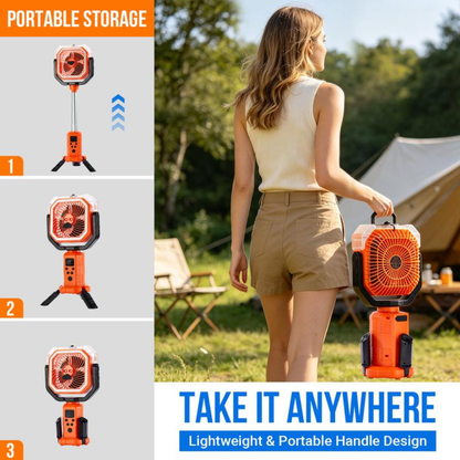❄️ CampMist 4-in-1 Portable Cooling Mist Fan – 20,000mAh Battery, LED Light & Power Bank