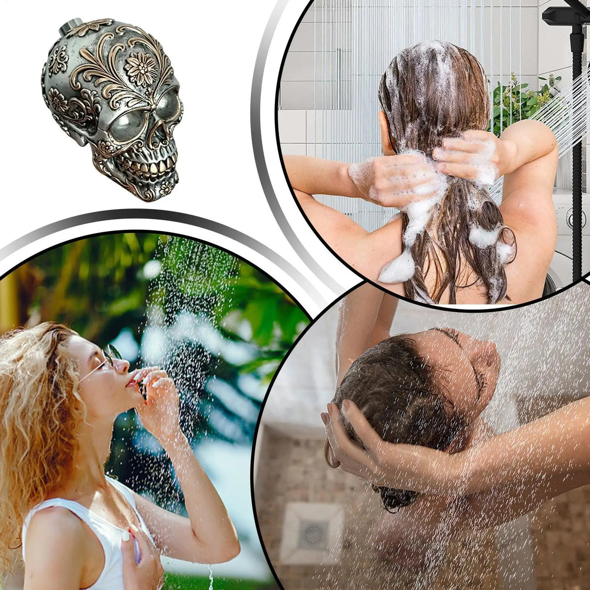 Ornate Engraved Skull High Pressure Shower Head