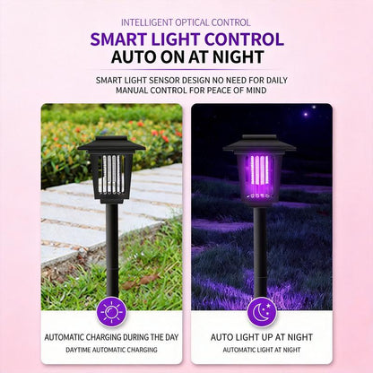 Eco-Friendly - 2-in-1 Flickering Flame - Solar Powered Mosquito Zapper & Garden Stake Light