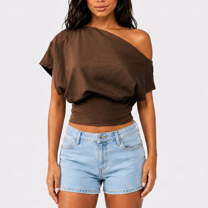 One Shoulder Casual Fashion Tee