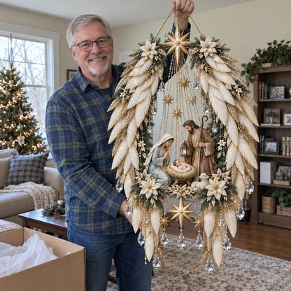 👼 3D Heavenly Angel Wings Nativity Light✨ – Lighted Christmas Wall Decor  ✈️