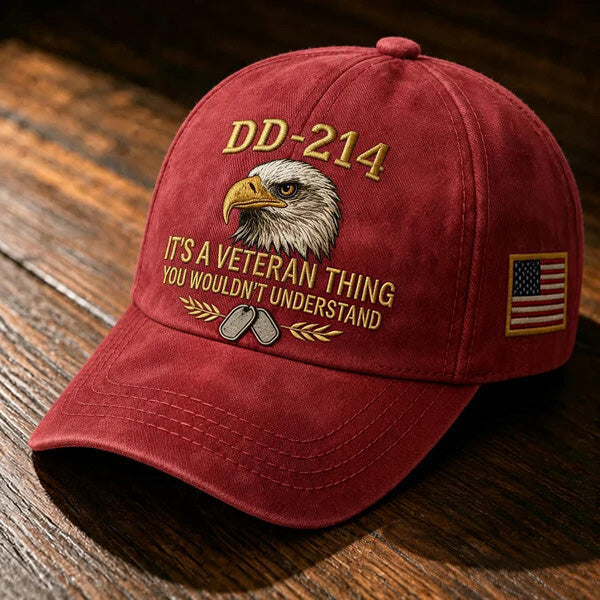 DD-214 Veteran 3D Embroidered Cap - "IT'S A VETERAN THING YOU WOULDN'T UNDERSTAND" 🎁 Free Honor Coin With Every Cap Purchase