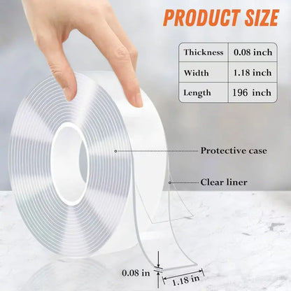 ✨Extra Large Double Sided Tape , Clear & Tough Nano Tape, Multipurpose Mounting Tape